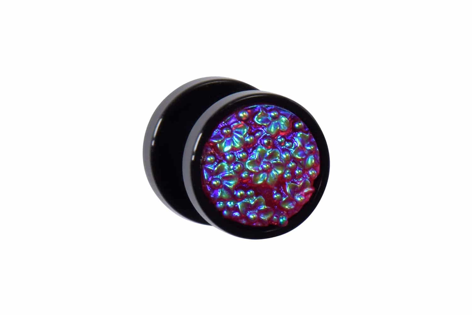 Acryl Plug schwarz BLUMEN ++SALE++ von Piercingline
